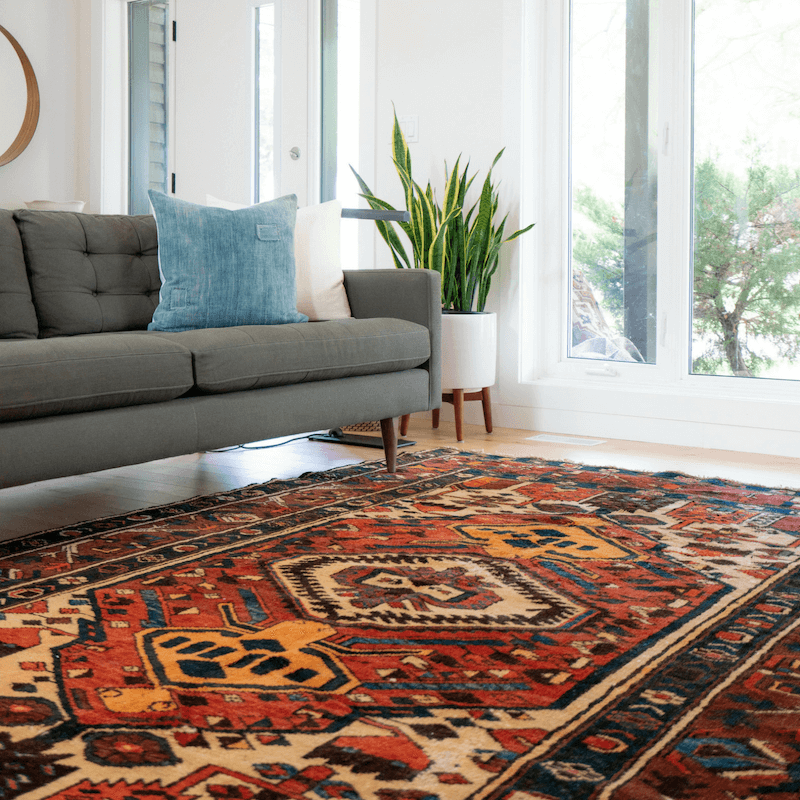 Many designers start their design from the floor up. By starting with the area rug, you can pull colors for paint, furniture, and accessories, making the whole room feel pulled together
