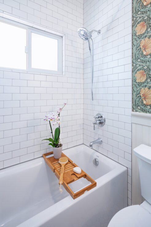 bathroom-subway-tile-shower-design-wood-bath-tray
