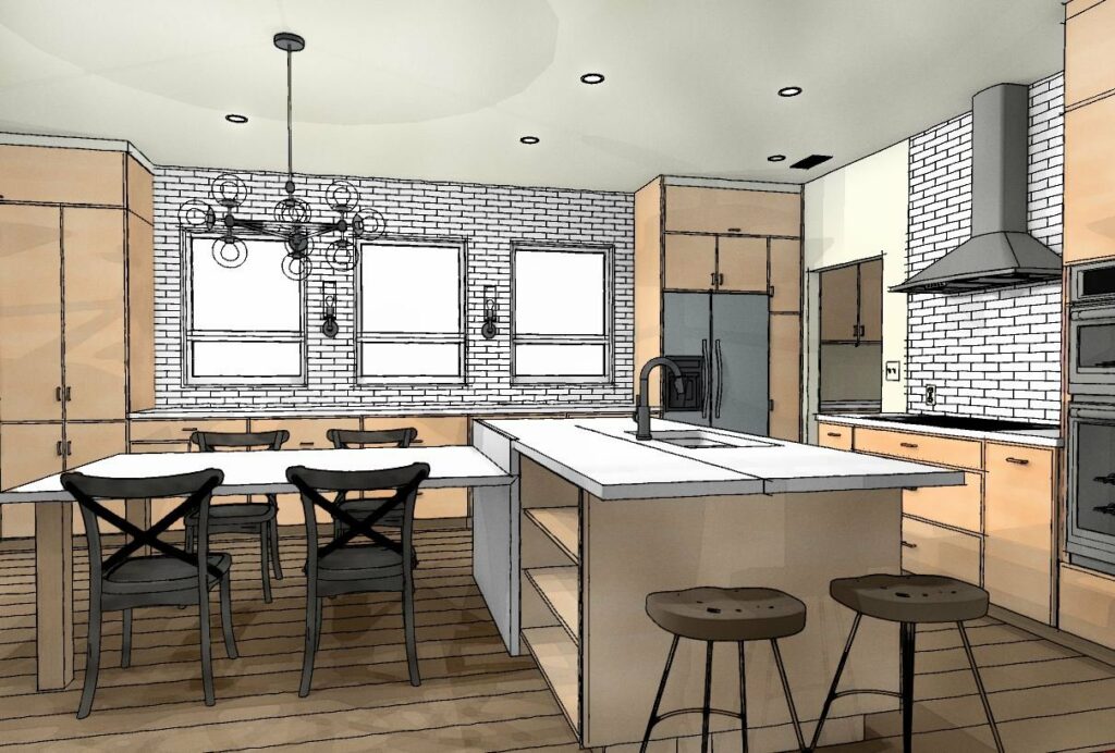 Jaw Dropping Kitchen Renovation Sun West Lodi California Perspective Rendering