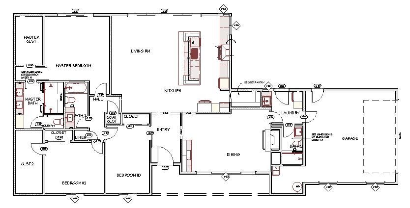 New Floor Plan: We removed the L-Shape wall around the kitchen and created a big island and bank of cabinets along the wall. Tucked between the range and refrigerator is the secret panty