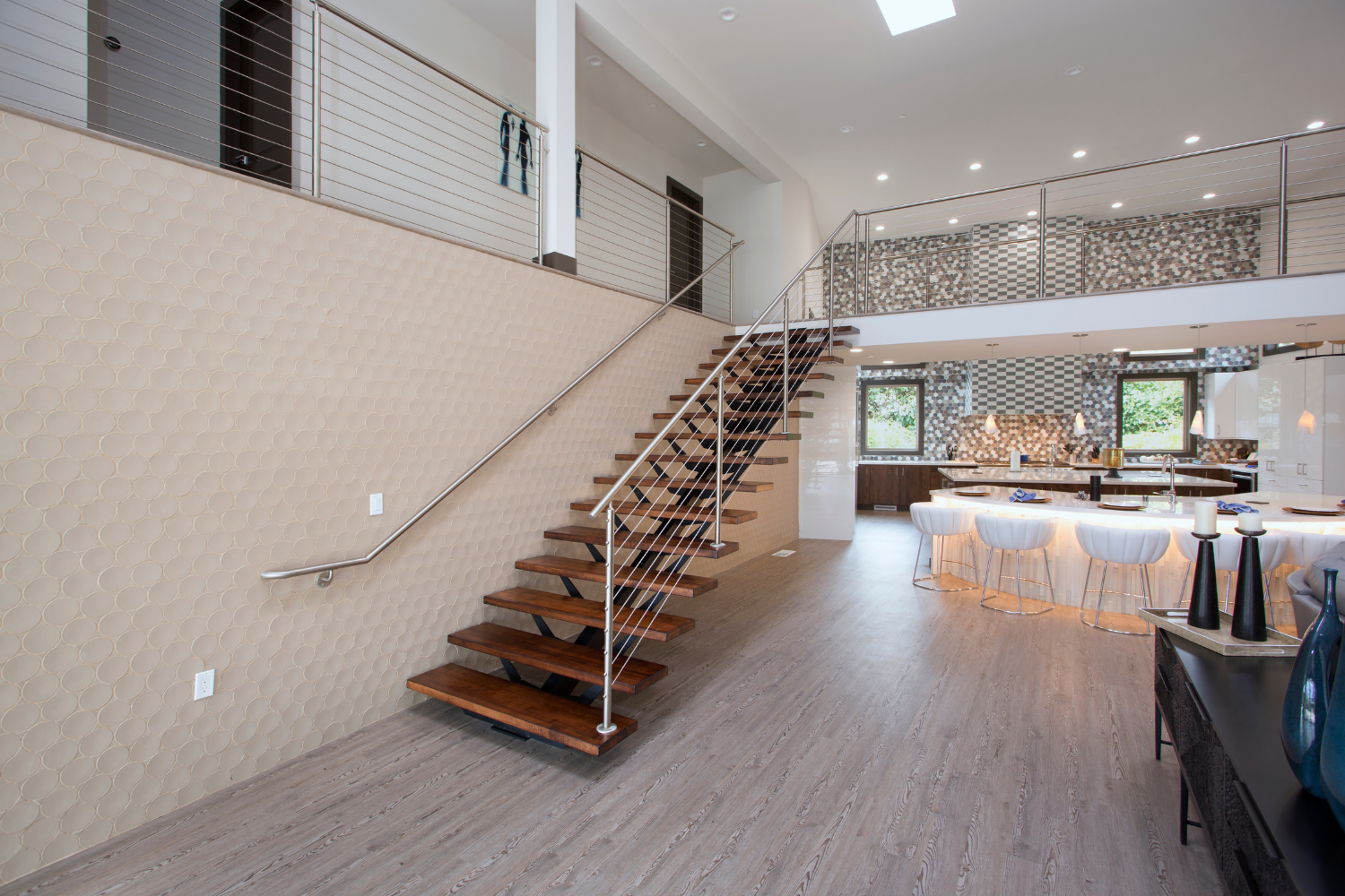 modern staircase lvp flooring