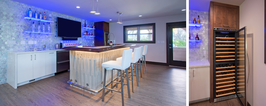 Ktj Design Co Stockton Ca Luxury Home Bar Area Wine Fridge Custom Lighting