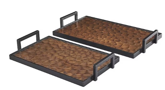 Grayson Lane 2 Pack Brown Wood Decorative Tray Set