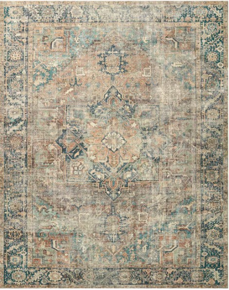 Loloi Ii Margot 8 X 10 (ft) Loomed Polyester Terracotta Lagoon Distressedoverdyed Persian Area Rug