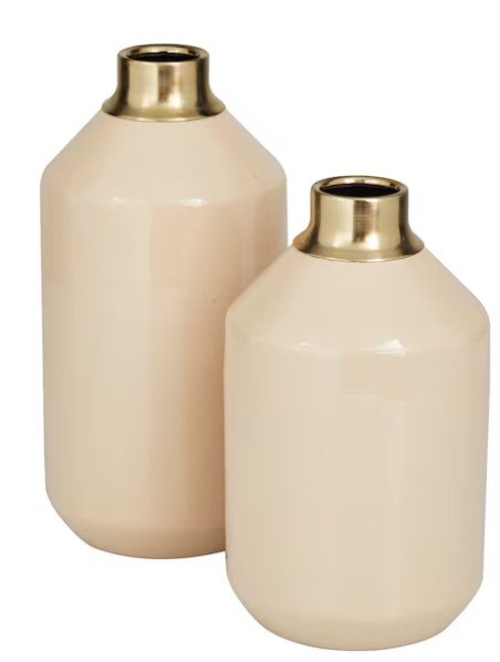 Novogratz 2 Pack Off White Metal Modern Vase