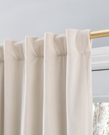 Ricardo Trading 84in Bone Blackout Standard Lined Tab Single Curtain Panel