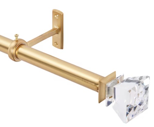 Allen + Roth Bexley 72 In To 144 In Brushed Gold Steel Single Curtain Rod With Finials