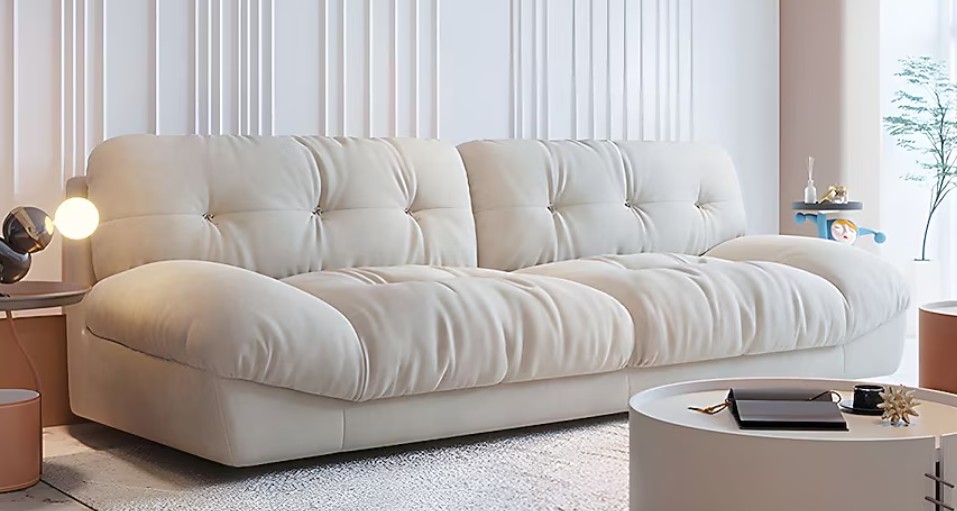 Boutiqhom 105 In Modern Beige Velvet Sofa Shop Lowes