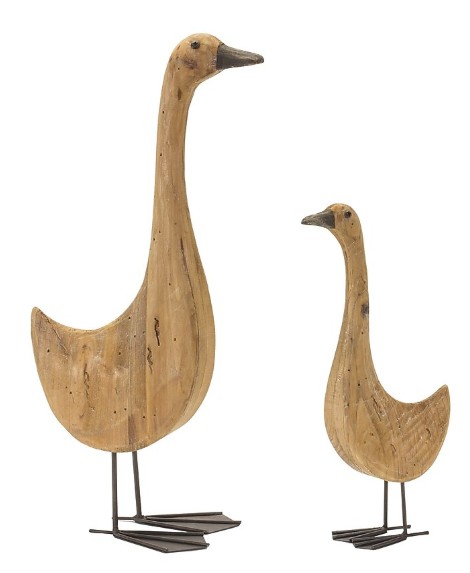 Melrose International Goose Set Of 2 Wood Iron