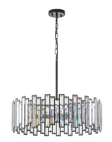 Rennnsan Celeste 6 Light Matte Black Indoor Crystal Metal Chandelier