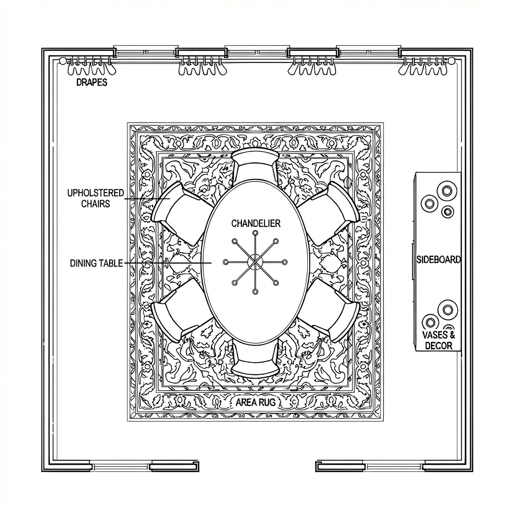The Heritage Lounge 2d Furniture Plan Warm Traditional Dining Room