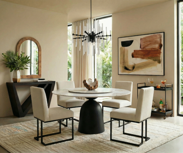 The Chic Reset Dining Room: Modern Contrast with a Calm, Collected Feel