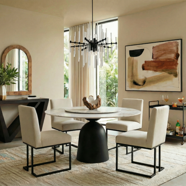 The Chic Reset Dining Room: Modern Contrast with a Calm, Collected Feel