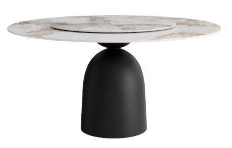 Coolbibila 53 Inch White Sintered Stone Dining Table With Lazy Susan