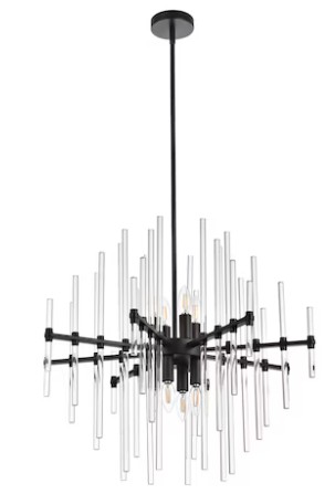 Elegant Decor 27in Crystal Rod Pendant Black