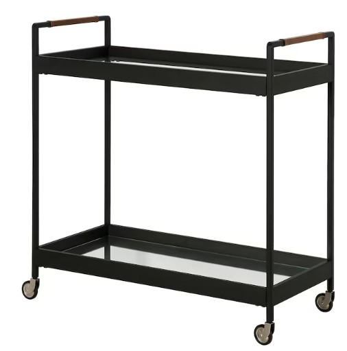 Hailey Home Metal Base With Glass Rolling Kitchen Cart