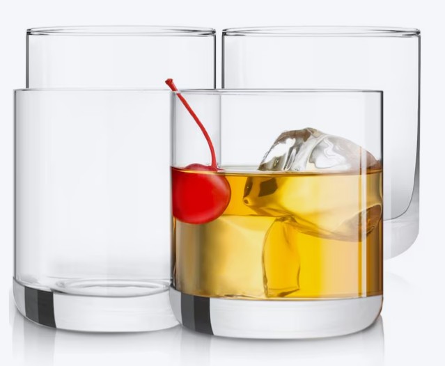 Joyjolt 10fl Oz Glass Lead Free Crystal Rocks Glasses Set Of 4
