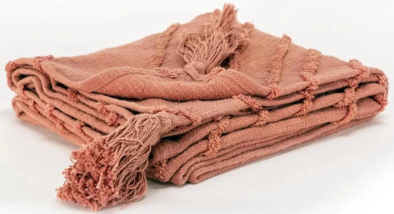 Milo Cotton Throw Blanket Coral