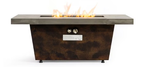 Rectangular propane fire pit table with cement top