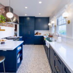 Kitchen Remodel Midtown Stockton Ca 95204 Blue Cabinets Quartz Countertops Brick Ilve Italian Range Interior Design