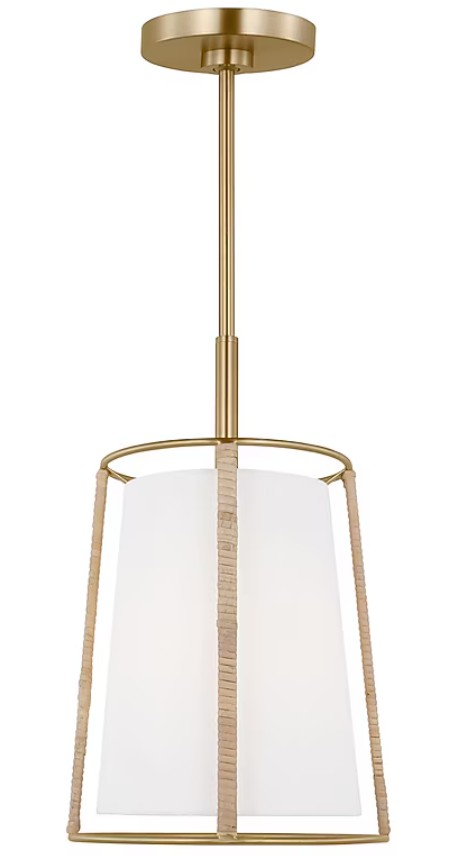Scott Living Cortes 1 Light Satin Brass Transitional Linen Drum Pendant