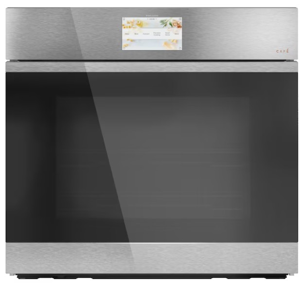 Café modern glass single wall oven featured in the Heartline Kitchen Collection